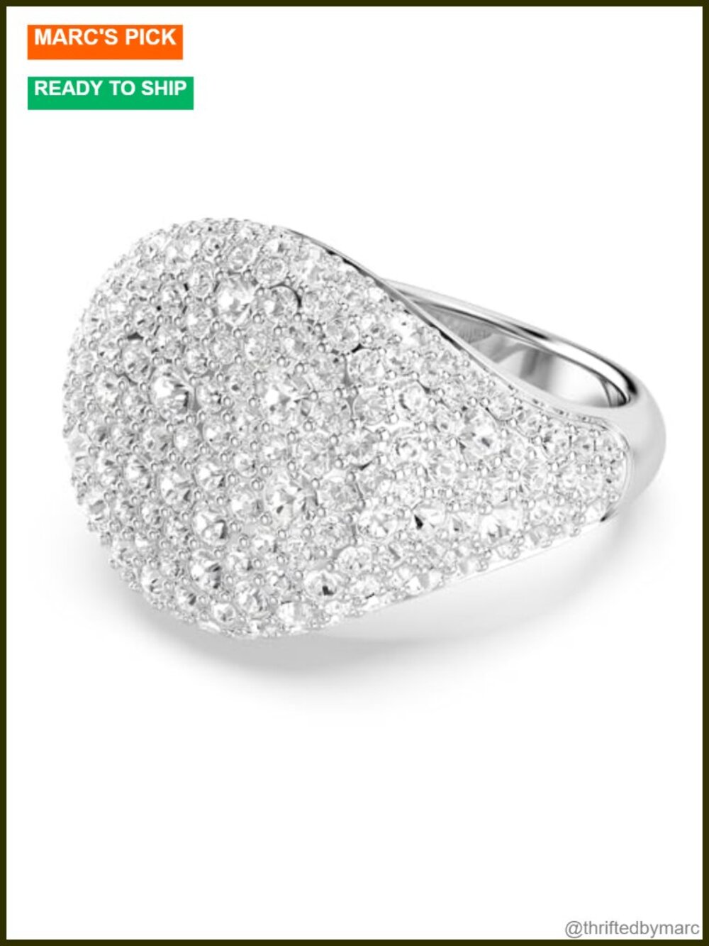 Swarovski Meteora Cocktail Ring Clear Crystals Rhodium Statement